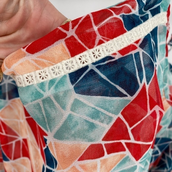 BCBGeneration sheer multicolored see through baggy loose fit tank top large - Picture 3 of 12